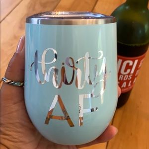 Maars Insulated Wine Tumbler “Thirsty AF” Tiffany Blue